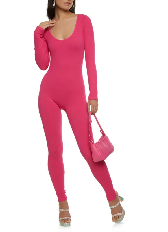 Solid Ribbed Seamless Jumpsuit sold by Rainbow