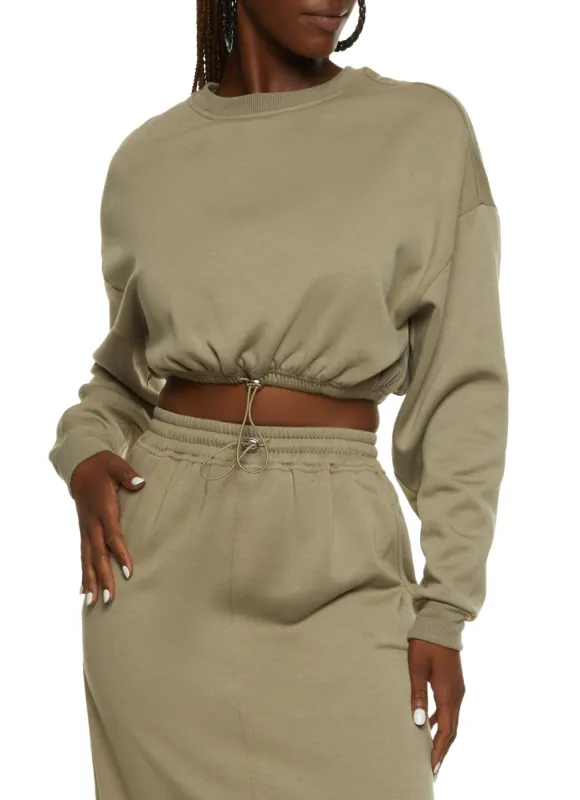 Toggle Drawstring Hem Cropped Sweatshirt sold by Rainbow