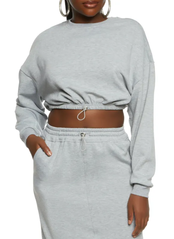 Toggle Drawstring Hem Cropped Sweatshirt sold by Rainbow