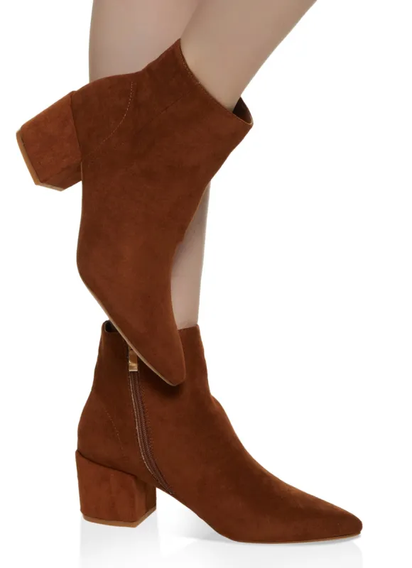 Pointed Toe Mid Heel Booties sold by Rainbow
