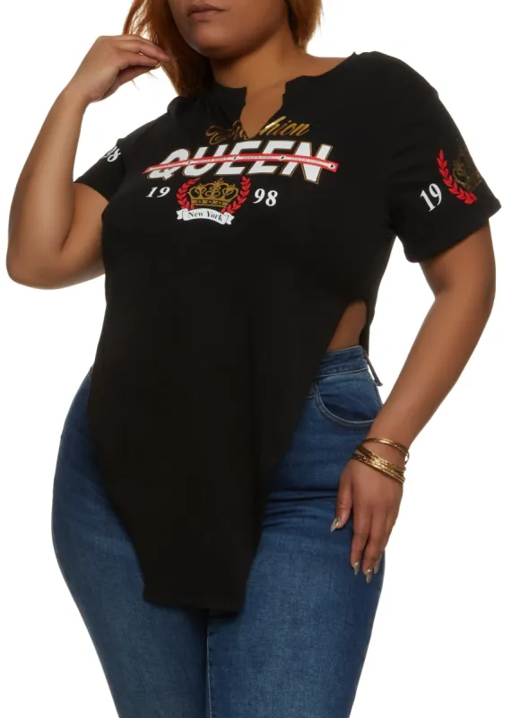 Plus Size Fashion Queen 1998 Notch Neck Top sold by Rainbow