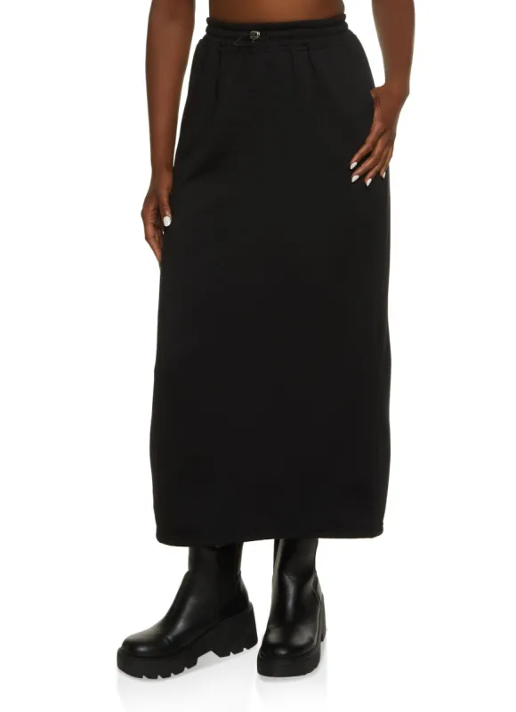 Fleece Lined Toggle Drawstring Maxi Skirt sold by Rainbow