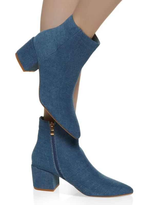 Pointed Toe Mid Heel Booties sold by Rainbow