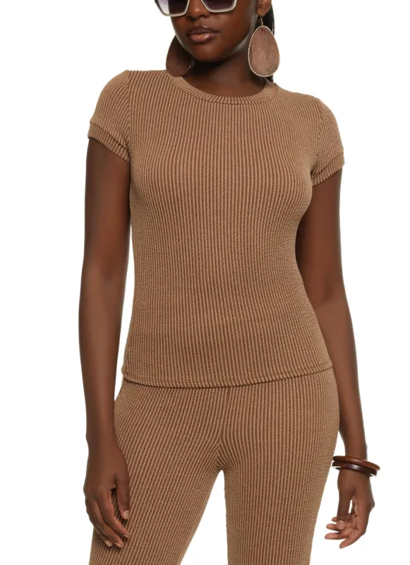 Ribbed Crew Neck Top sold by Rainbow