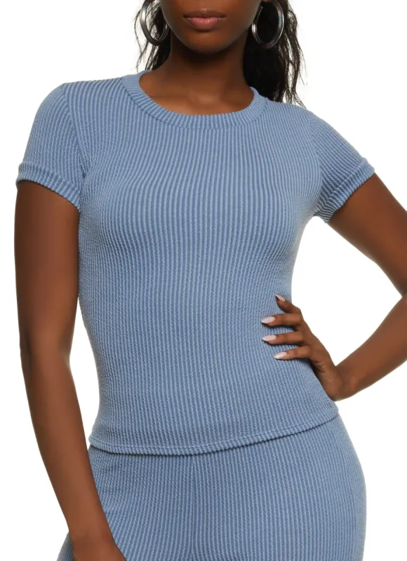 Ribbed Crew Neck Top sold by Rainbow
