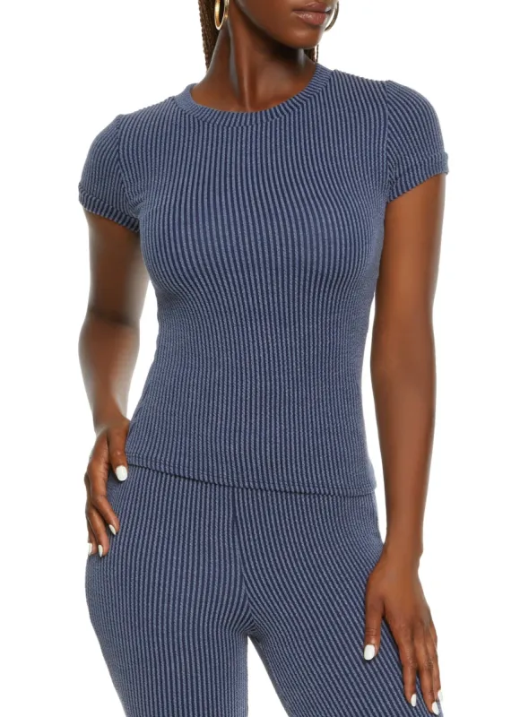 Ribbed Crew Neck Top sold by Rainbow