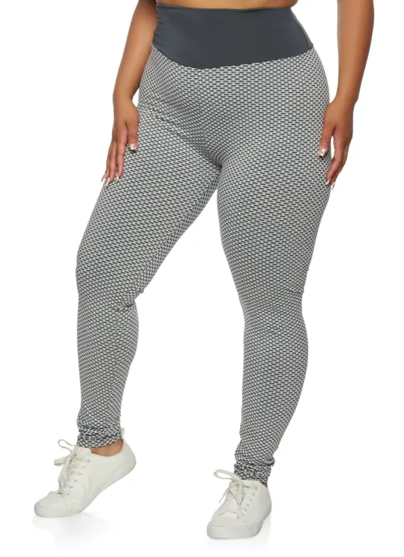 Plus Size Wide Waist Honeycomb Knit Leggings sold by Rainbow