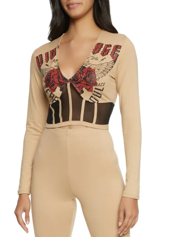Mesh Bustier Graphic Tee sold by Rainbow