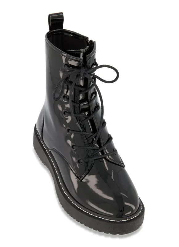Decorative Stitch Lace Up Combat Boots sold by Rainbow