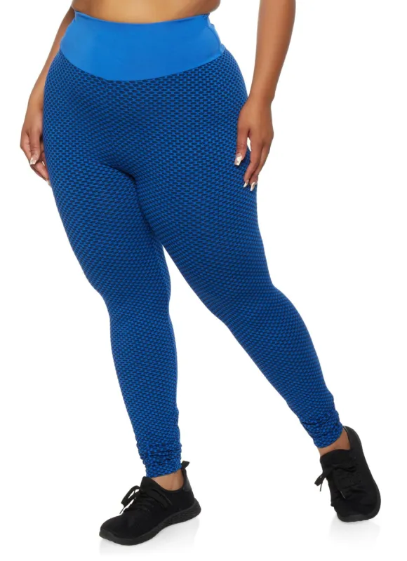 Plus Size Wide Waist Honeycomb Knit Leggings sold by Rainbow