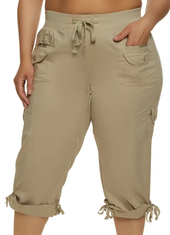 Plus Size Poplin Cuffed Capri Pants sold by Rainbow