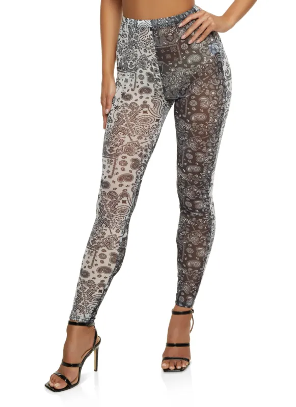 Mesh Bandana Print Leggings sold by Rainbow