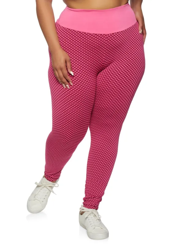 Plus Size Wide Waist Honeycomb Knit Leggings sold by Rainbow