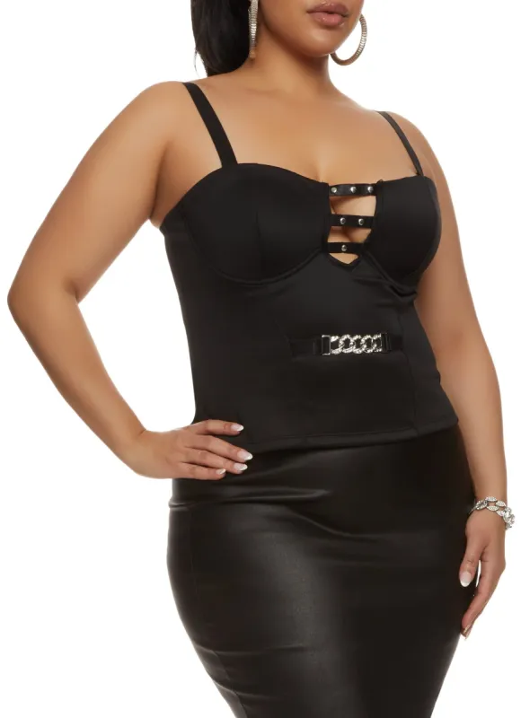 Plus Size Rhinestone Chain Detail Convertible Bustier Top sold by Rainbow