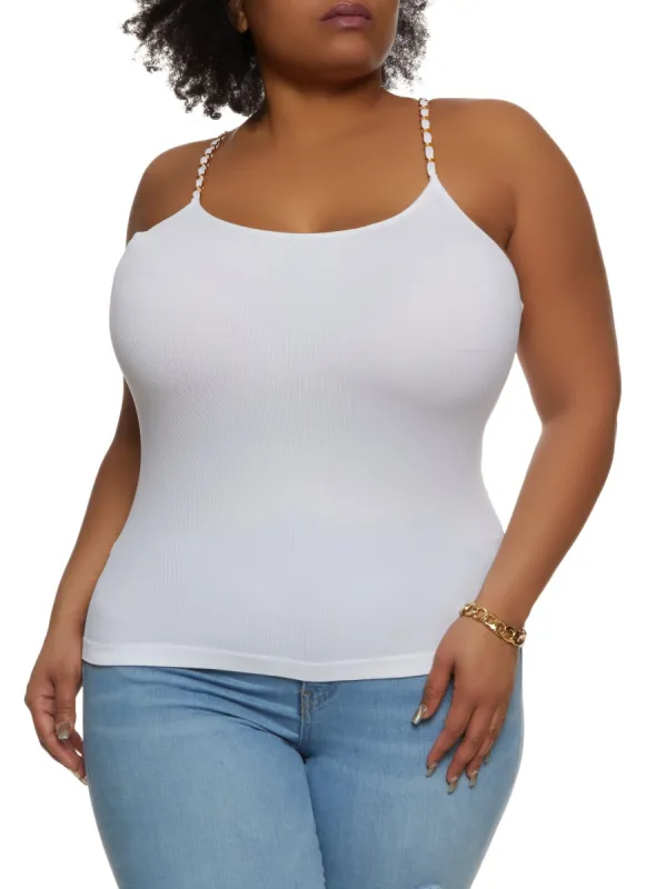Plus Size Chain Strap Scoop Neck Cami sold by Rainbow