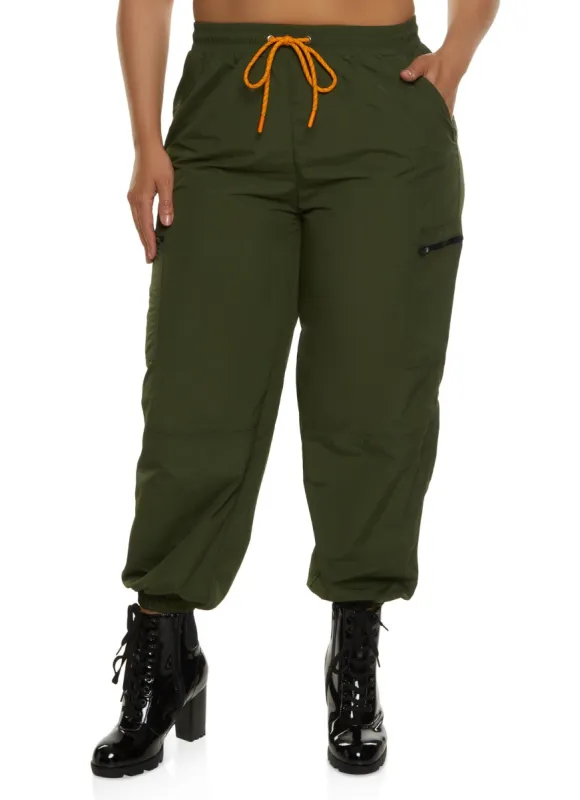 Plus Size Nylon Zip Pocket Joggers sold by Rainbow