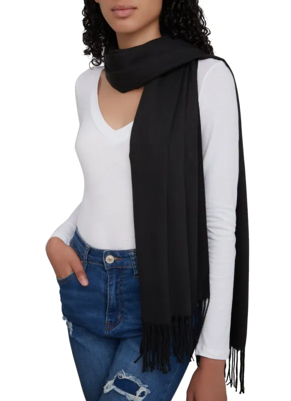 Solid Fringed Pashmina Scarf sold by Rainbow