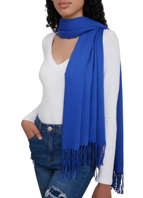 Solid Fringed Pashmina Scarf sold by Rainbow