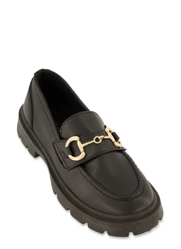 Solid Horsebit Band Lug Sole Loafers sold by Rainbow