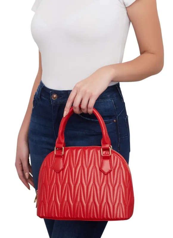 Quilted Dome Satchel Bag made by Rainbow
