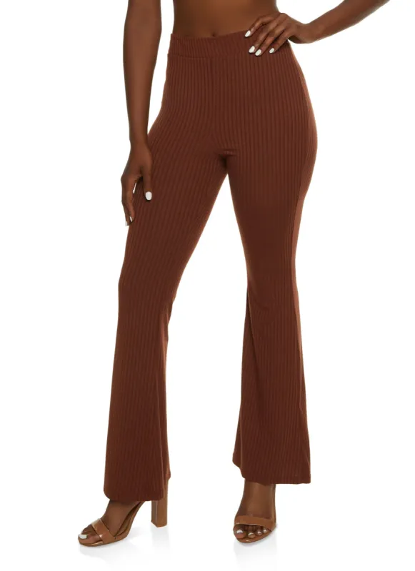 Ribbed Knit Flare Leg Pants sold by Rainbow