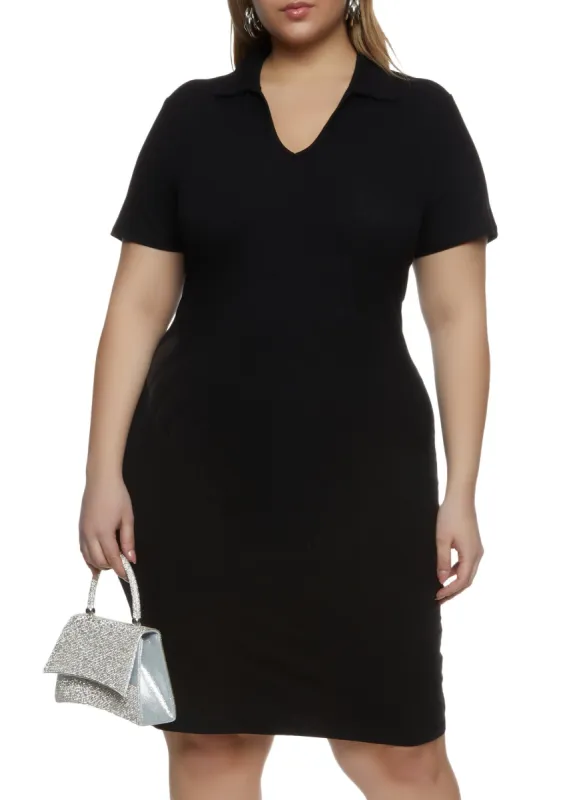 Plus Size Johnny Collar Midi Polo Dress sold by Rainbow