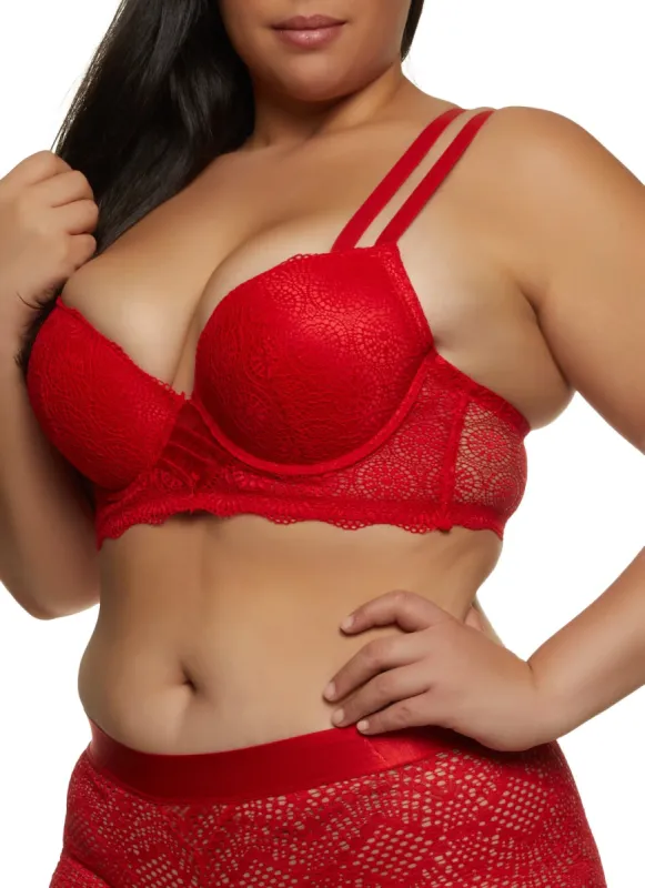 Plus Size Double Strap Plunge Bra sold by Rainbow