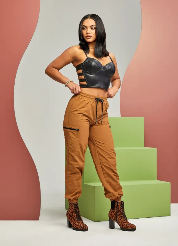 Nylon Side Zip Pocket Joggers sold by Rainbow
