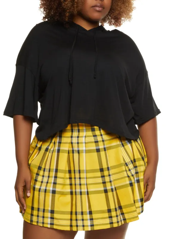 Plus Size Short Sleeve Boxy Hooded Tee sold by Rainbow