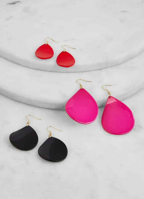 Set of 3 Assorted Teardrop Earrings sold by Rainbow