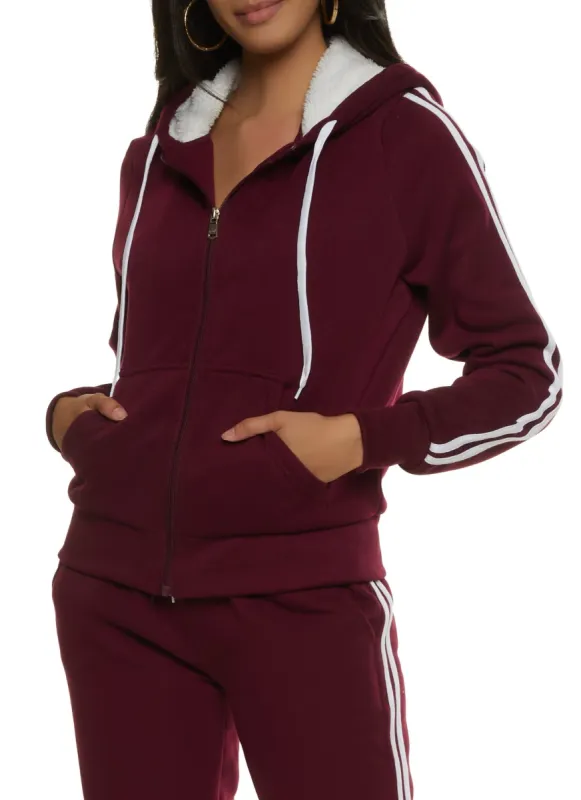 Varsity Stripe Zip Front Hoodie sold by Rainbow