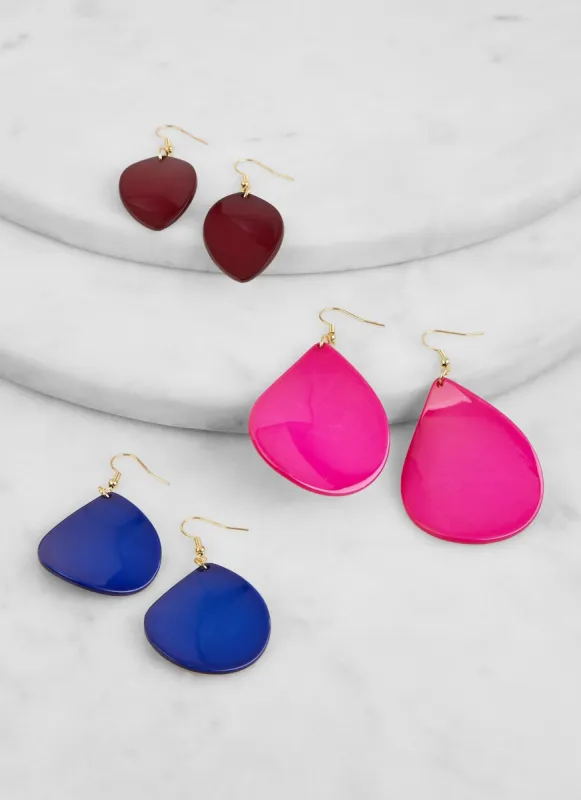 Set of 3 Assorted Teardrop Earrings made by Rainbow