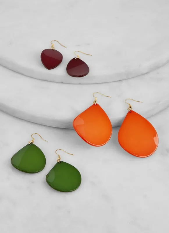 Set of 3 Assorted Teardrop Earrings made by Rainbow
