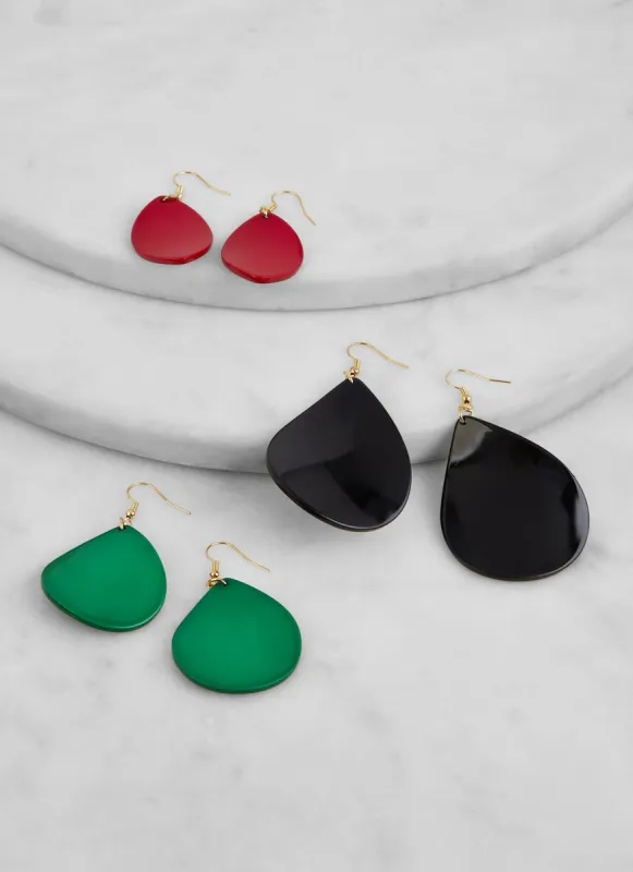 Set of 3 Assorted Teardrop Earrings made by Rainbow