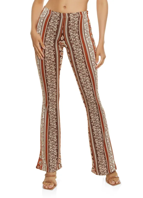 Soft Knit Boho Print Flared Pants sold by Rainbow
