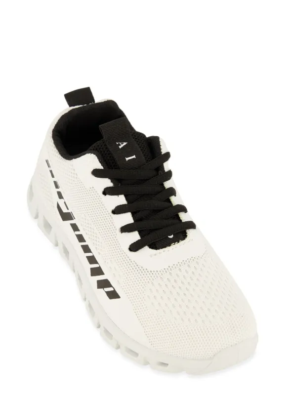 Lace Up Textured Knit Athletic Sneakers sold by Rainbow