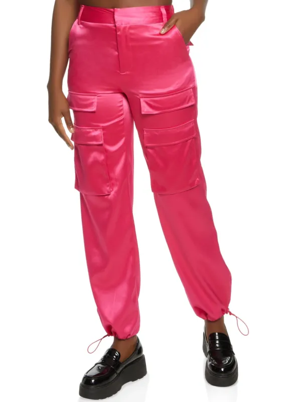 Satin Front Cargo Pocket Pants sold by Rainbow