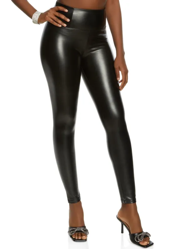 Faux Leather Fleece Lined Waistband Leggings sold by Rainbow