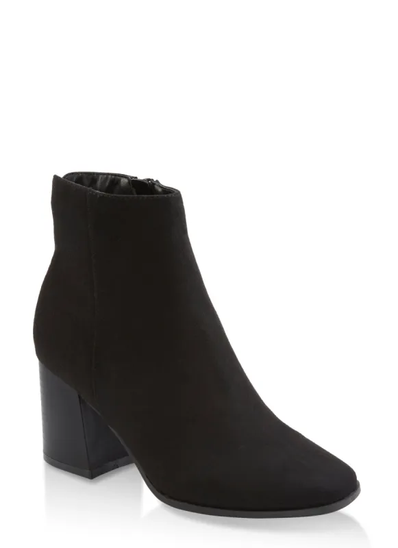 Side Zip Block Heel Booties sold by Rainbow