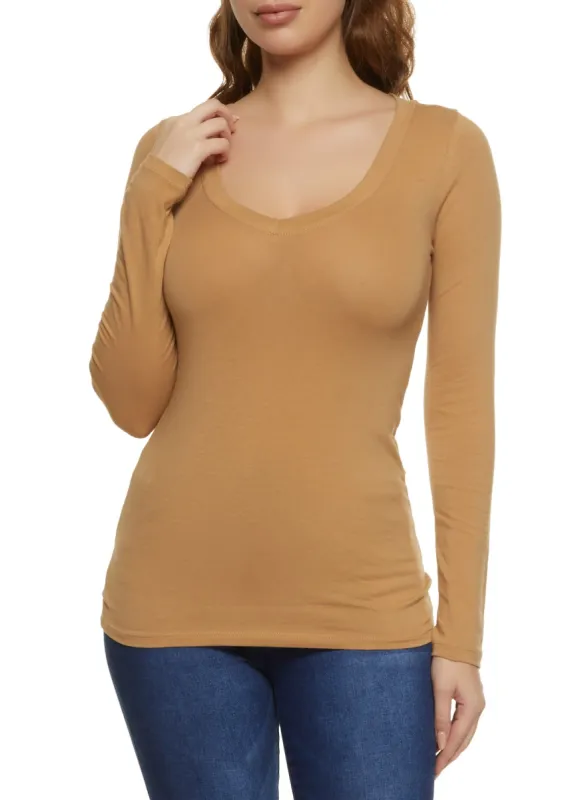 Basic V Neck Long Sleeve Top sold by Rainbow