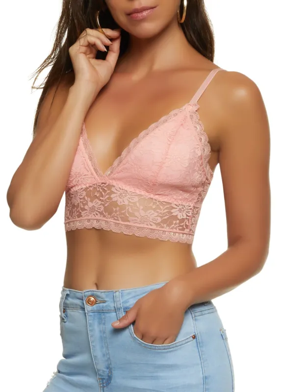 Solid Floral Lace Bralette sold by Rainbow
