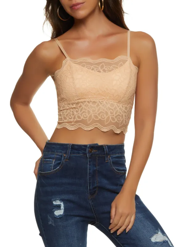 Lace Scalloped Hem Cropped Cami sold by Rainbow