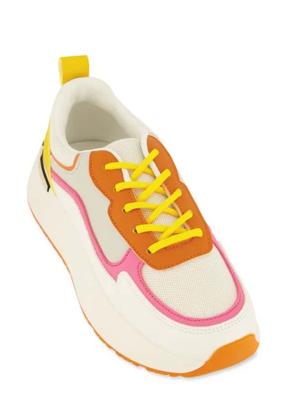 Metallic Detail Low Platform Sneakers sold by Rainbow