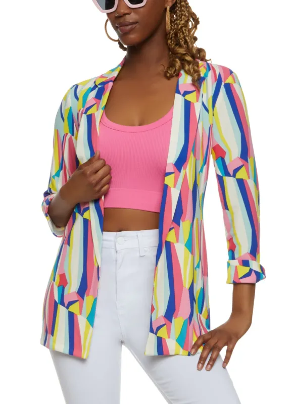 Abstract Print Open Front Blazer sold by Rainbow