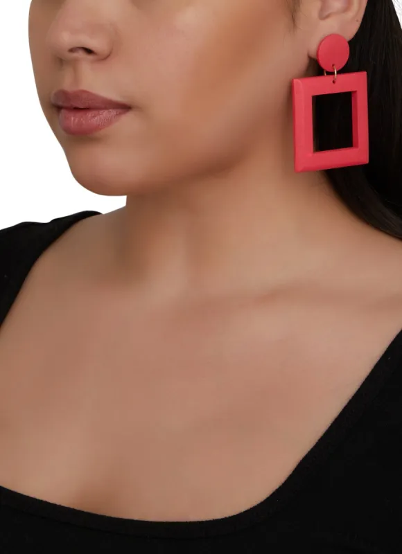 Clay Square Drop Earrings made by Rainbow