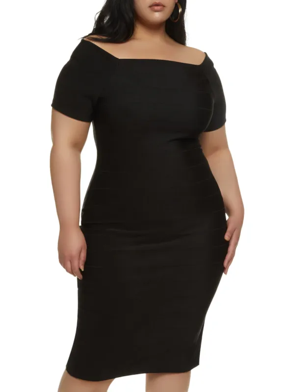 Plus Size Off the Shoulder Bandage Dress sold by Rainbow