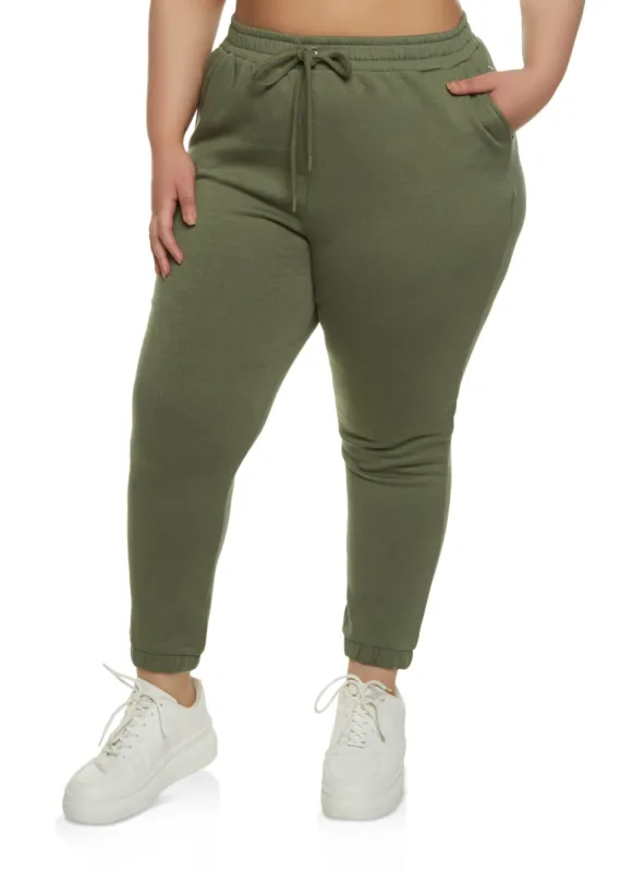 Plus Size Fleece High Waist Sweatpants sold by Rainbow