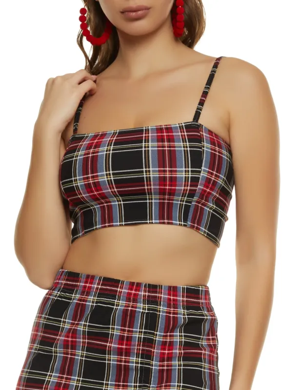 Plaid Smocked Cropped Cami sold by Rainbow