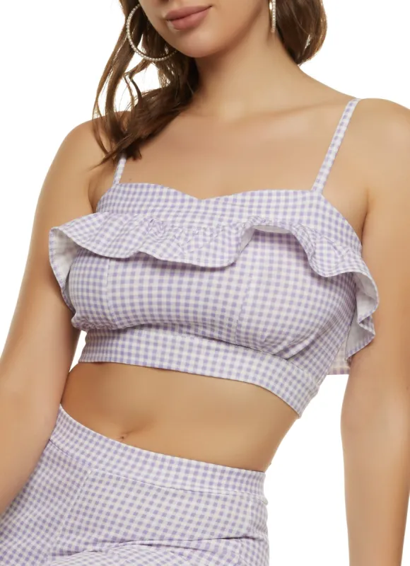Gingham Ruffled Cropped Cami sold by Rainbow