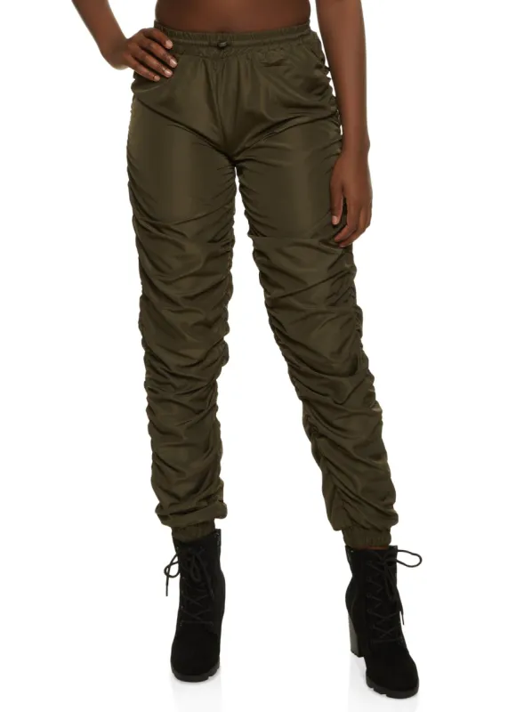 Nylon Ruched High Waist Joggers sold by Rainbow